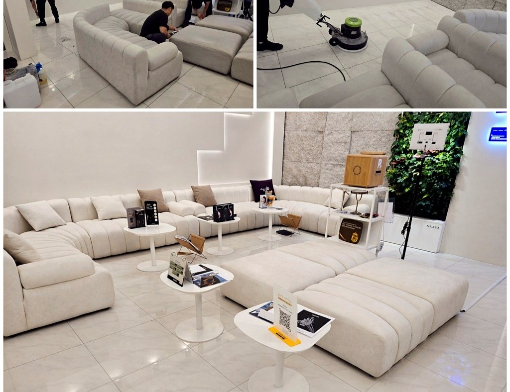 소파와 패브릭 청소 작업